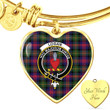 1sttheworld Jewelry - Logan Modern Clan Tartan Crest Heart Bangle A7 | 1sttheworld