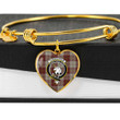 1sttheworld Jewelry - Cunningham Burgundy Dancers Clan Tartan Crest Heart Bangle A7 | 1sttheworld
