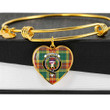 1sttheworld Jewelry - Buchanan Old Sett Clan Tartan Crest Heart Bangle A7 | 1sttheworld