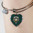 1sttheworld Jewelry - Urquhart Broad Red Ancient Clan Tartan Crest Heart Bangle A7 | 1sttheworld