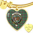 1sttheworld Jewelry - MacKinnon Hunting Ancient Clan Tartan Crest Heart Bangle A7 | 1sttheworld