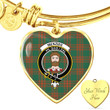 1sttheworld Jewelry - Menzies Green Ancient Clan Tartan Crest Heart Bangle A7 | 1sttheworld