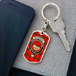 1sttheworld Jewelry - MacDonald of Sleat Clan Tartan Crest Dog Tag with Swivel Keychain A7 | 1sttheworld