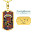 1sttheworld Jewelry - Cameron of Lochiel Ancient Clan Tartan Crest Dog Tag with Swivel Keychain A7 | 1sttheworld