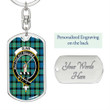 1sttheworld Jewelry - Gunn Ancient Clan Tartan Crest Dog Tag with Swivel Keychain A7 | 1sttheworld