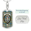 1sttheworld Jewelry - Balfour Blue Clan Tartan Crest Dog Tag with Swivel Keychain A7 | 1sttheworld
