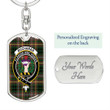 1sttheworld Jewelry - Buchanan Hunting Clan Tartan Crest Dog Tag with Swivel Keychain A7 | 1sttheworld