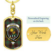 1sttheworld Jewelry - Buchan Ancient Clan Tartan Crest Dog Tag with Swivel Keychain A7 | 1sttheworld