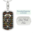 1sttheworld Jewelry - Gunn Weathered Clan Tartan Crest Dog Tag with Swivel Keychain A7 | 1sttheworld