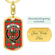 1sttheworld Jewelry - MacLaine of Loch Buie Clan Tartan Crest Dog Tag with Swivel Keychain A7 | 1sttheworld