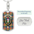 1sttheworld Jewelry - Buchanan Ancient Clan Tartan Crest Dog Tag with Swivel Keychain A7 | 1sttheworld