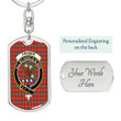 1sttheworld Jewelry - Fraser Weathered Clan Tartan Crest Dog Tag with Swivel Keychain A7 | 1sttheworld