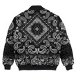 1sttheworld Clothing - Viking Bomber Jacket - Vikings Head In Horned Helmet and Axes with Bandana Paisley Style A7
