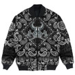 1sttheworld Clothing - Viking Bomber Jacket - Vikings Head In Horned Helmet and Axes with Bandana Paisley Style A7 | 1sttheworld.co