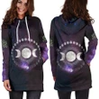 Celtic Wicca Women's Hoodie Dress - Moon Phases Wicca with Pentagram - BN21