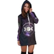 Celtic Wicca Women's Hoodie Dress - Moon Phases Wicca with Pentagram - BN21