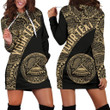 American Samoa Women's Hoodie Dress Coat Of Arms Polynesian Wave Gold (Custom) TH5 | 1sttheworld.com
