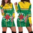 Dominica Women Hoodie Dress Circle Stripes Flag Version K13 | 1sttheworld.com
