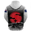 New Zealand Anzac Day Hoodie -  Lest We Forget Sliver Fern Poppies A24