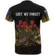 Australia Anzac Day T-Shirt - Lest We Forget Hat And Boots Poppies A24