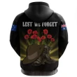 1sttheworld Australia Anzac Day Hoodie -  Lest We Forget Hat And Boots Poppies A24