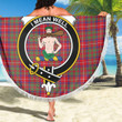 1sttheworld Blanket - Shaw Red Modern Clan Tartan Crest Tartan Beach Blanket A7 | 1sttheworld