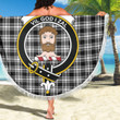 1sttheworld Blanket - Menzies Black White Modern Clan Tartan Crest Tartan Beach Blanket A7 | 1sttheworld