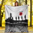 1sttheworld Blanket - New Zealand Anzac Day Silhouette Soldier Premium Blanket
