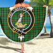 1sttheworld Blanket - Wallace Hunting Green Clan Tartan Crest Tartan Beach Blanket A7 | 1sttheworld