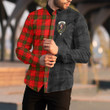 1sttheworld Clothing - Adair Clan Tartan Crest Long Sleeve Button Shirt - The Half A7