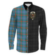 1sttheworld Clothing - Agnew Ancient Clan Tartan Crest Long Sleeve Button Shirt - The Half A7