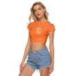 1sttheworld Clothing - Netherlands Soccer Jersey Style - Women's Raglan Cropped T-shirt A95 | 1sttheworld