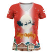 1sttheworld Xmas Clothing - Canada V-Neck T-Shirt Merry Christmas A95