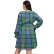 1sttheworld Women's Clothing - Burnett Modern Clan Tartan Crest Women's V-neck Dress With Waistband A7