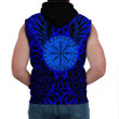 1sttheworld Clothing - Viking Raven and Compass - Blue Version - Sleeveless Hoodie A95 | 1sttheworld