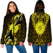 1sttheworld Clothing - Viking Raven and Compass - Gold Version - Women Padded Jacket A95 | 1sttheworld