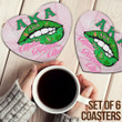 1sttheworld Coasters (Sets of 6) - AKA Sororities Lips - Special Version Coasters A7