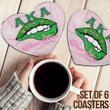 1sttheworld Coasters (Sets of 6) - (Custom) AKA Sororities Lips - Special Version Coasters A7