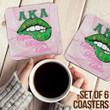 1sttheworld Coasters (Sets of 6) - AKA Sororities Lips - Special Version Coasters A7