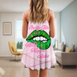 1sttheworld Clothing - AKA Lips Strap Summer Dress A7 | 1sttheworld.store