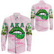 1sttheworld Clothing - (Custom) AKA Lips Long Sleeve Button Shirt A7 | 1sttheworld.store
