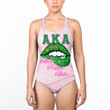 1sttheworld Clothing - (Custom) AKA Lips Women Low Cut Swimsuit A7 | 1sttheworld.store