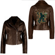 1sttheworld Jacket - Abercrombie Clan Tartan Crest Women's Leather Jacket - Scottish Legend Lion A7