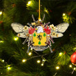 1sttheworld Ornament - Sherman American Family Crest Custom Shape Ornament - Bee Decorated with Flowers A7 | 1sttheworld