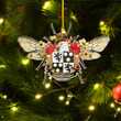 1sttheworld Ornament - Gerrish American Family Crest Custom Shape Ornament - Bee Decorated with Flowers A7 | 1sttheworld