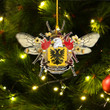1sttheworld Ornament - Bodfish American Family Crest Custom Shape Ornament - Bee Decorated with Flowers A7 | 1sttheworld