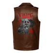 1sttheworld Clothing - Viking Viking Blood Odin and raven culture of the Vikings Leather Sleeveless Biker Jacket A35