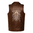 1sttheworld Clothing - Viking Vikings Skull Beard Runes Axe Leather Sleeveless Biker Jacket A35
