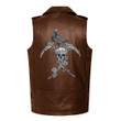 1sttheworld Clothing - Viking Crow Skull Raven Norse Viking Style gift for Vikings Leather Sleeveless Biker Jacket A35