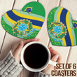 1sttheworld Coasters (Sets of 6) - Brazil Special Flag Coasters A35